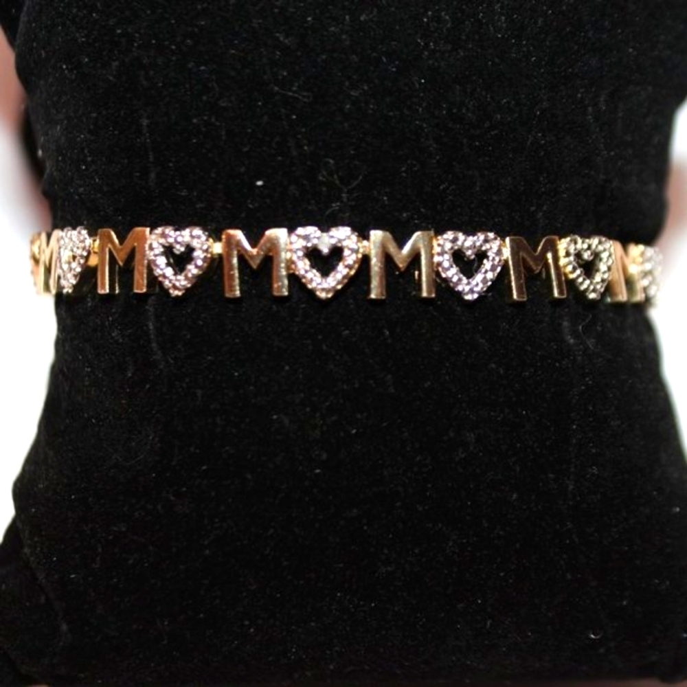 MOM 18K Gold Plated Diamond Accent Bracelet